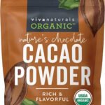  Viva Naturals Organic Cacao Powder, 1lb - Unsweetened Cacao Powder With Rich Dark Chocolate Flavor, Perfect for Baking & Smoothies, Non-GMO