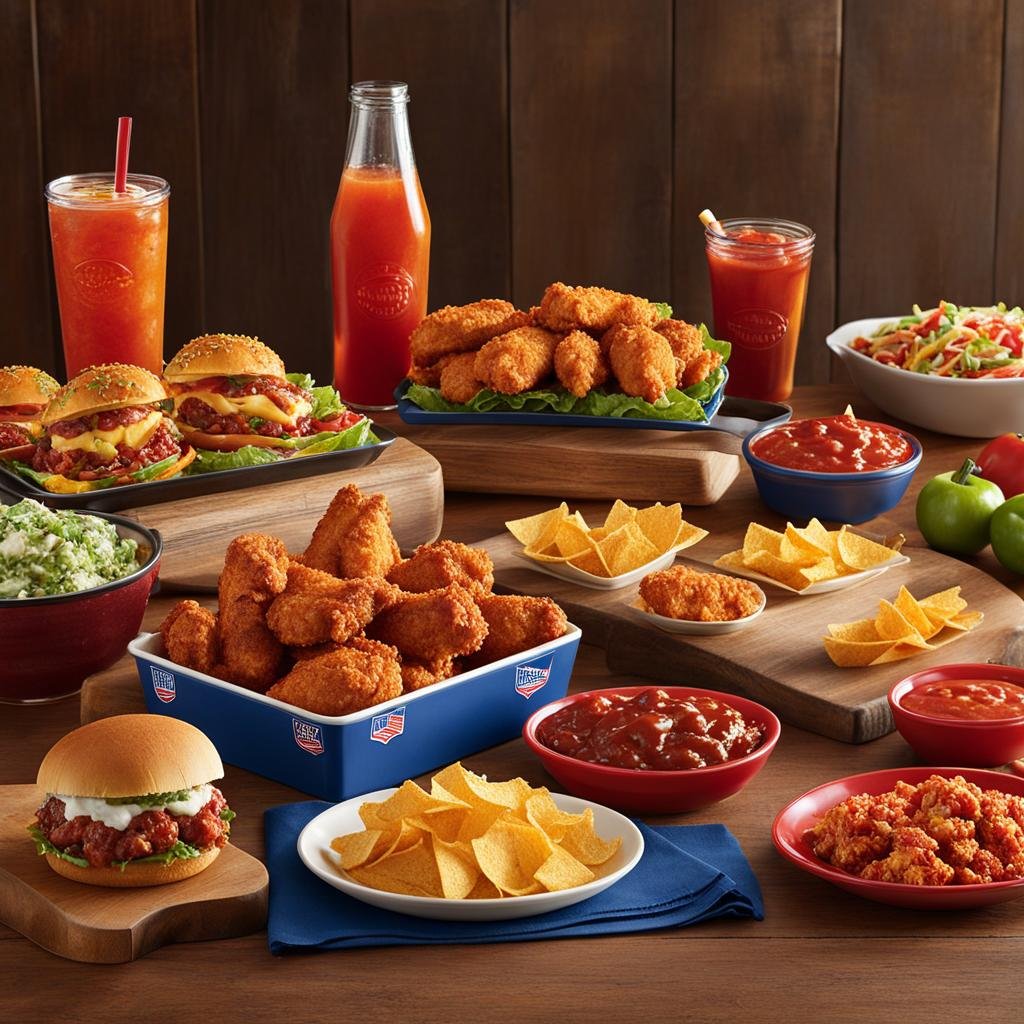 an image that showcases classic game day eats with a twist from Kraft Foods. Think hot wings, nachos, and sliders, but with unexpected flavors and ingredients. 