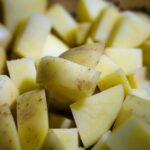 diced potatoes on white ceramic plate